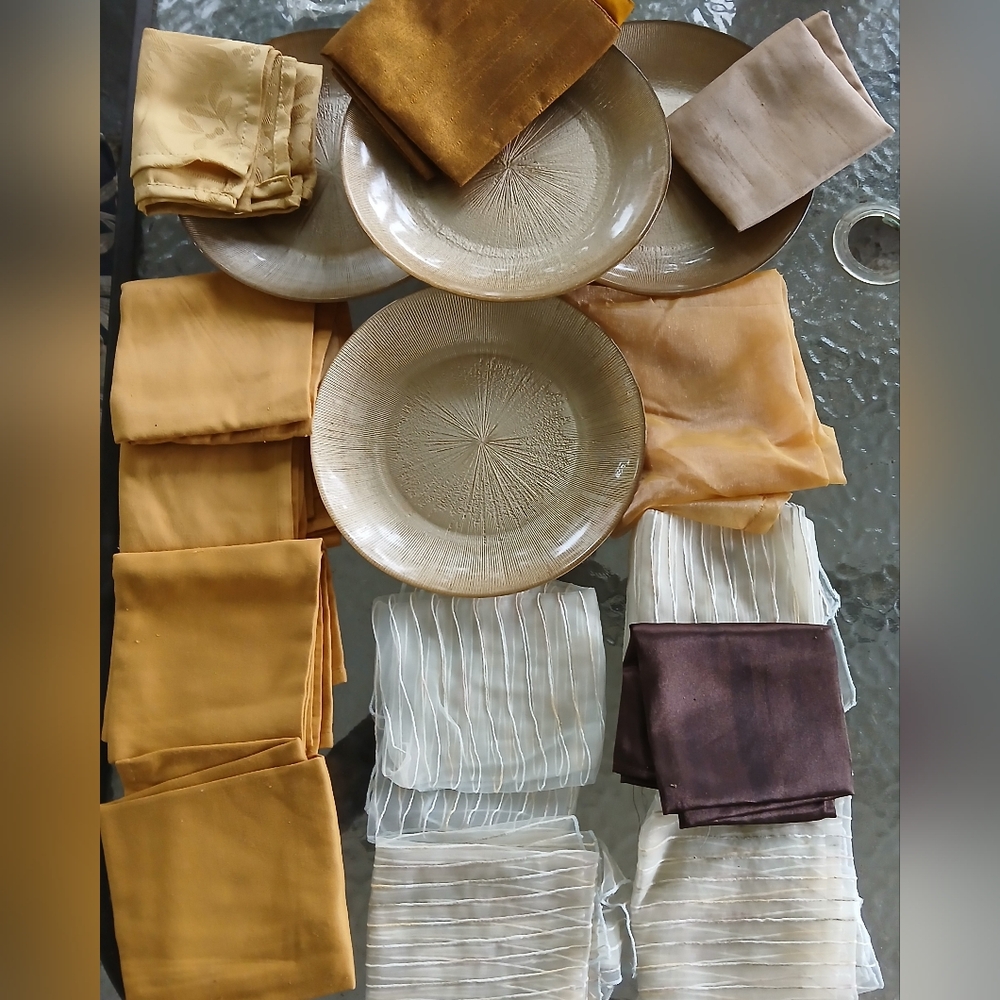 Elegant Brown and Gold Decorative -6pier 1 Plates Set & Napkins